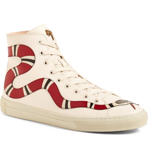 gucci snake white shoes|Gucci snake high top sneakers.